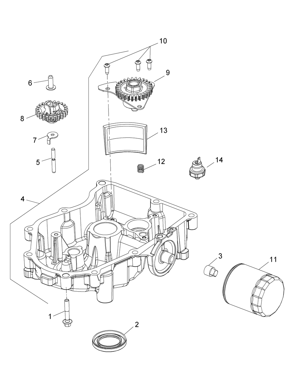 Kohler Kt735-3017 Oil Pan And Lubrication Diagram and Parts List for Z-FORCEL48 (17CSDALB009-17CSDALB010)(2015) Cub Cadet Lawn Tractor